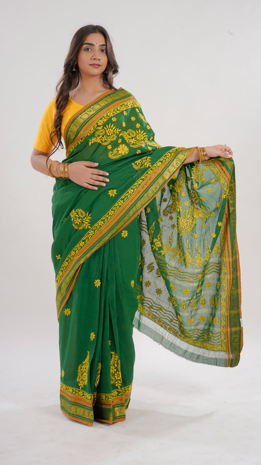 Ladies Chikankari Saree Pure Cotton – 100% Cotton, Lightweight & Breathable