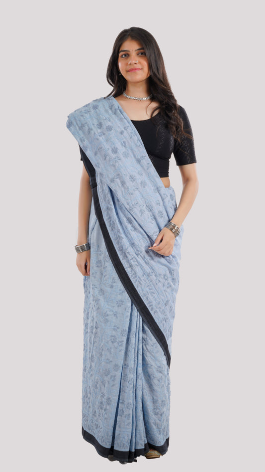 Ladies Chikankari Saree Pure Cotton | 100% Cotton, Lightweight & Breathable