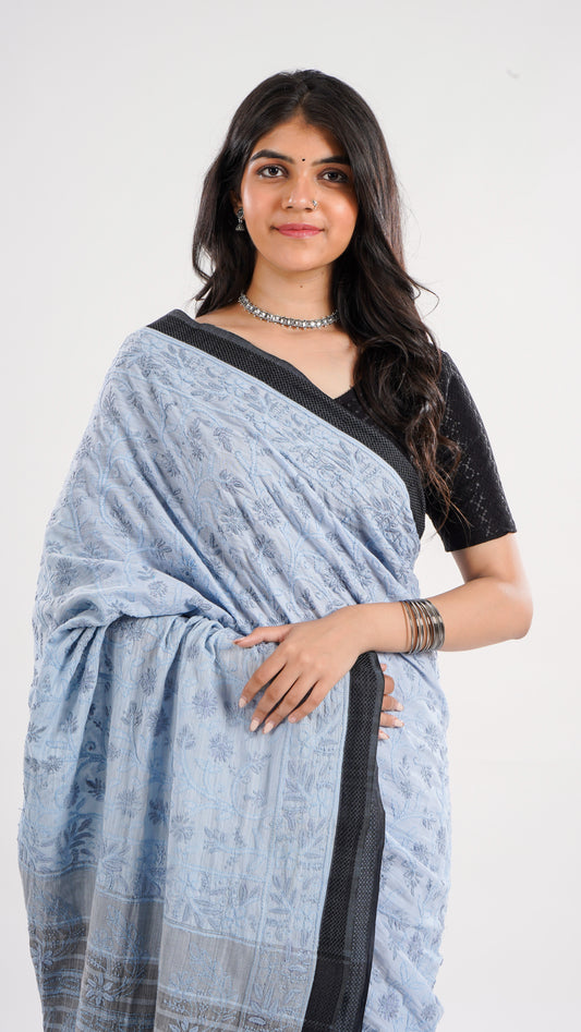 Ladies Chikankari Saree Pure Cotton | 100% Cotton, Lightweight & Breathable
