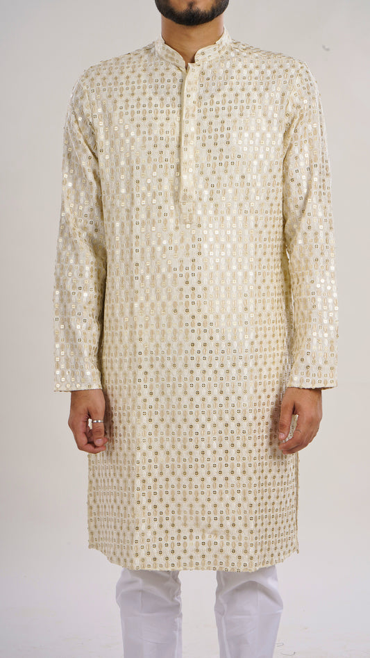 Elegant Men's  Long Kurta with Machine Embroidery | Premium Rayon Fabric