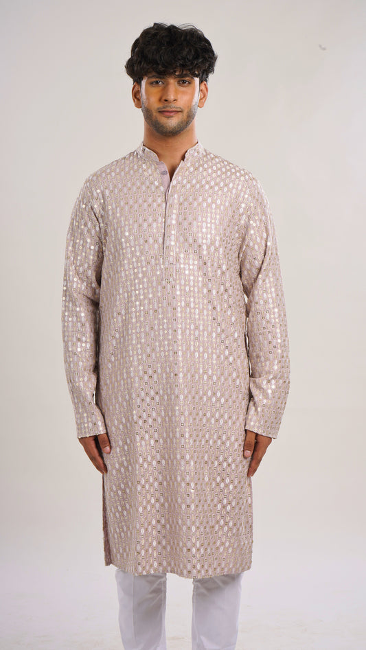 Stylish Men's Long Kurta with Machine Embroidery | Soft Rayon