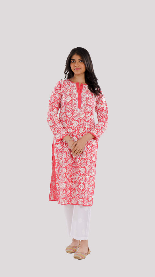 Classic Chikankari Long Kurta for Women | 100% Pure Cotton