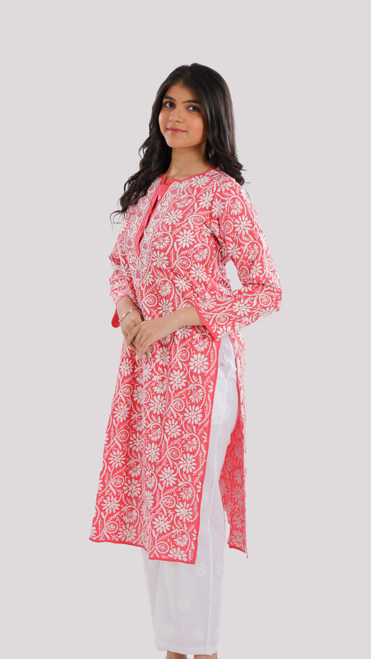 Classic Chikankari Long Kurta for Women | 100% Pure Cotton