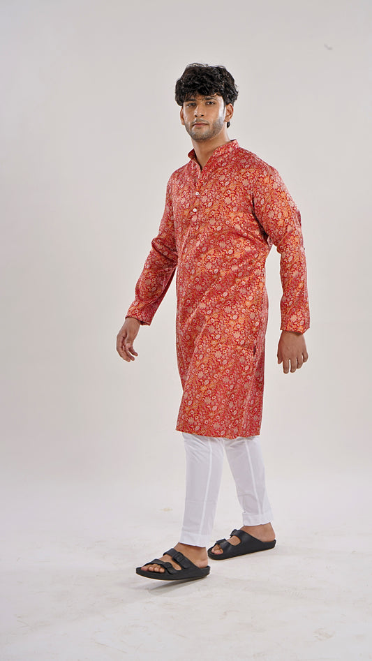 Premium Men’s Long Kurta Ethnic Wear | Banarasi Blended