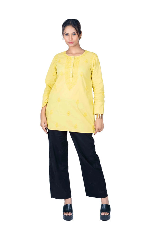 Women’s Short Top Yellow Pure Cotton