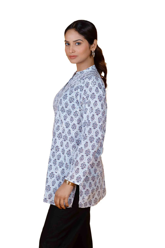 Blue Jay Printed 100% Cotton Women's Short Top – SR-42 Collection