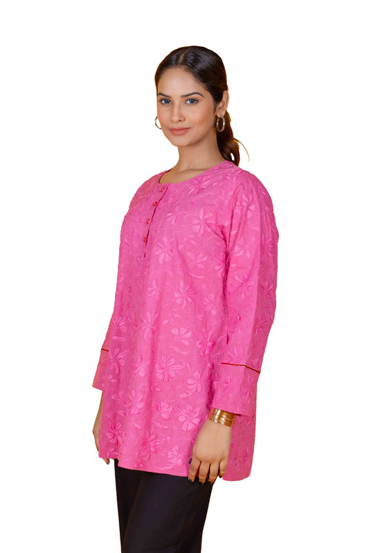 Pure Cotton Women’s Short Top – Rogue Pink