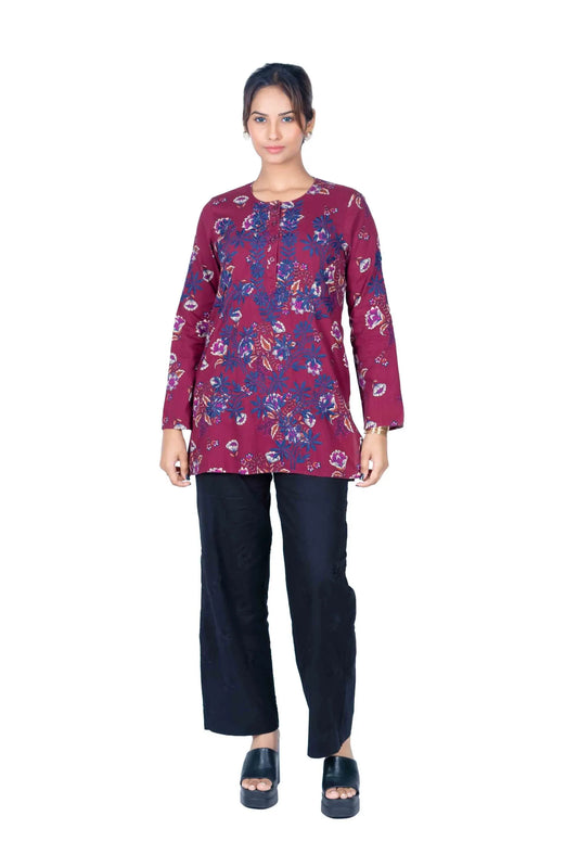 Maroon Modal Cotton Women's Short Top
