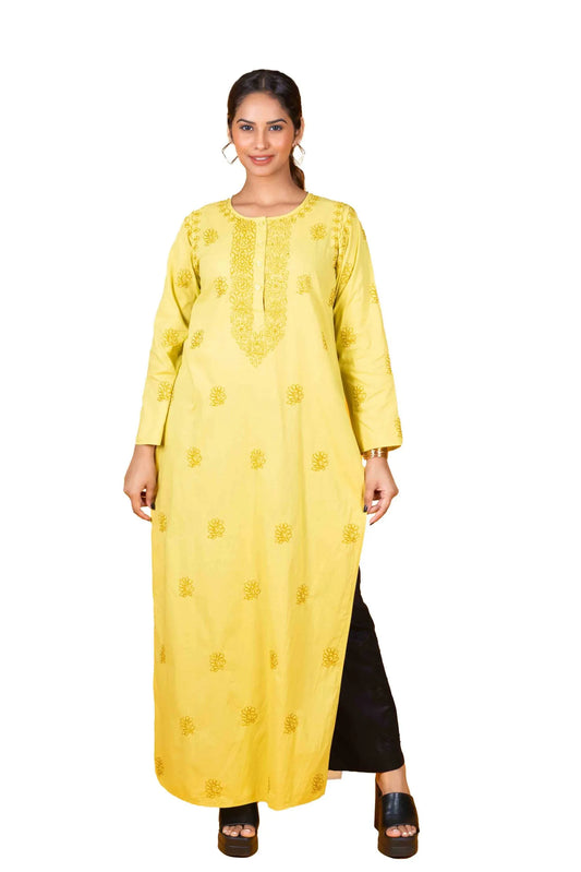Women’s Long Maxi – Yellow Pure Cotton Dress