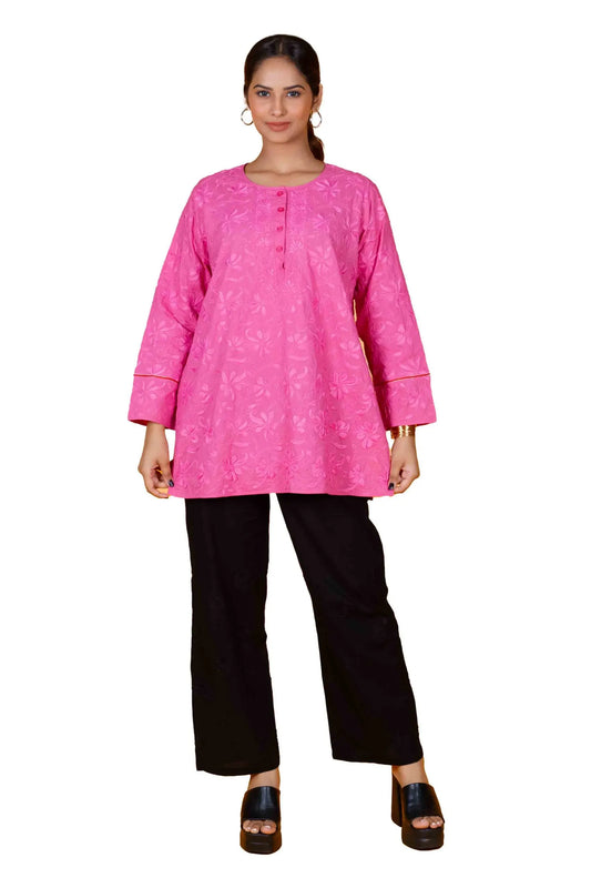 Pure Cotton Women’s Short Top – Rogue Pink