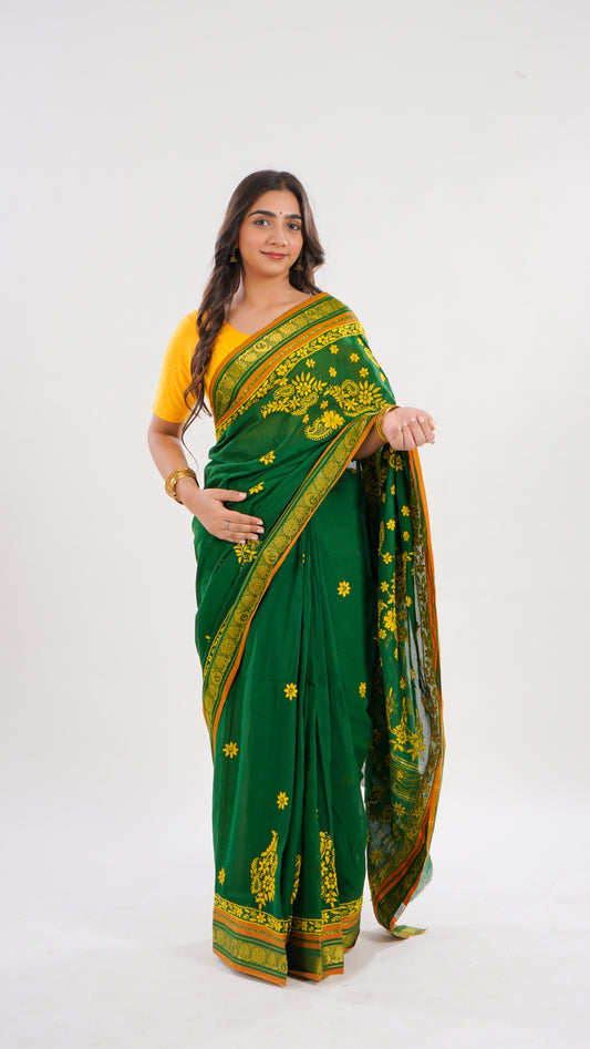 Ladies Chikankari Saree Pure Cotton – 100% Cotton, Lightweight & Breathable