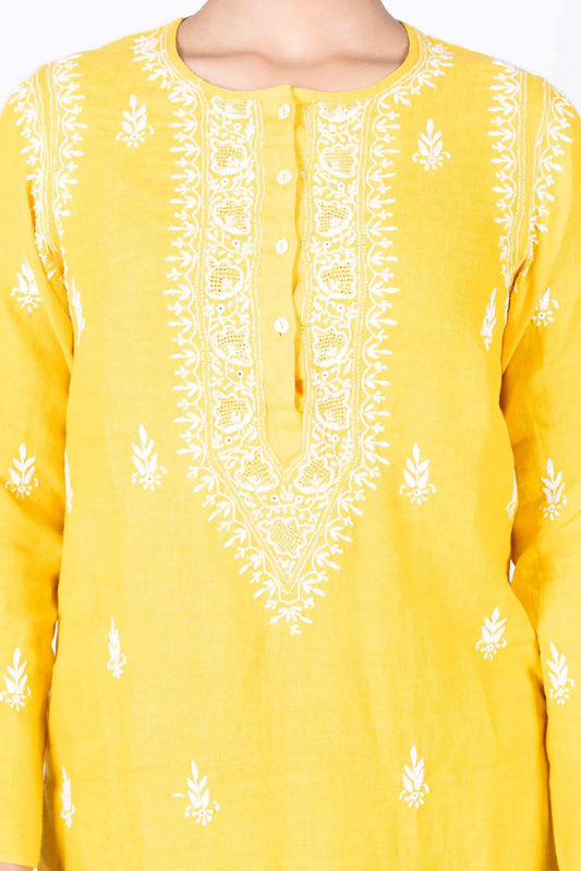 Cantaloupe Pure Linen Women's Long Kurta 100% Linen