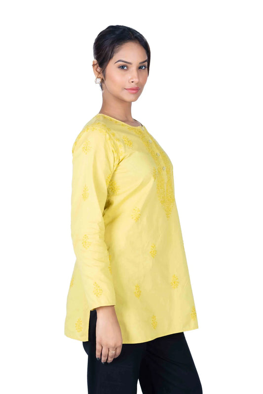 Women’s Short Top Yellow Pure Cotton