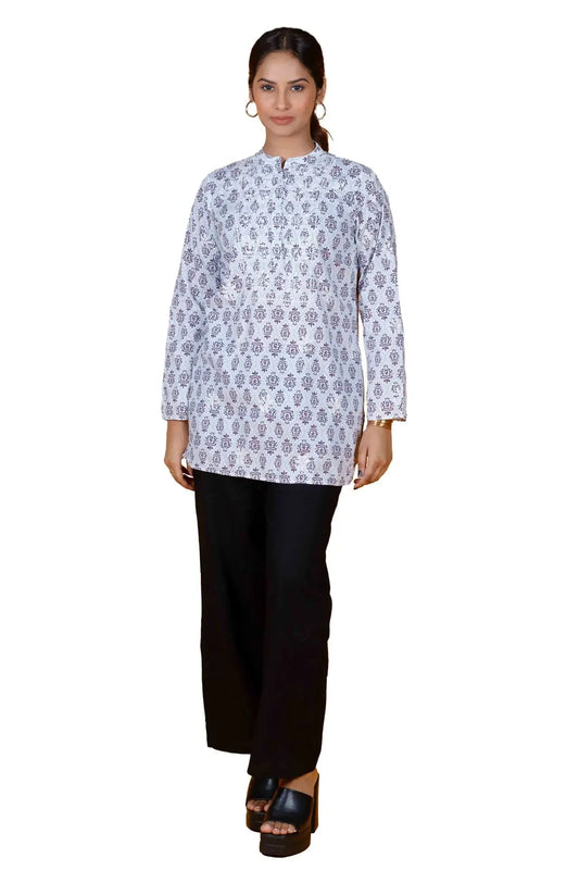 Blue Jay Printed 100% Cotton Women's Short Top – SR-42 Collection