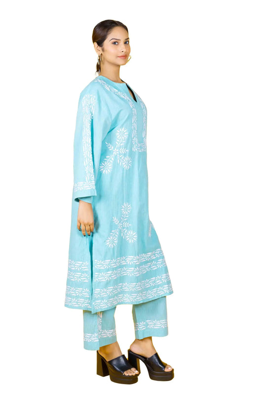 Women’s Long Kurta SR-59 – Tiffany Blue Pure Cotton